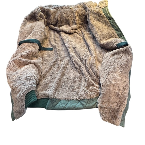 Korean Boutique Quilted Hooded Coat Faux Fur Green M Dongdaemun Adjustable Waist - Picture 14 of 14